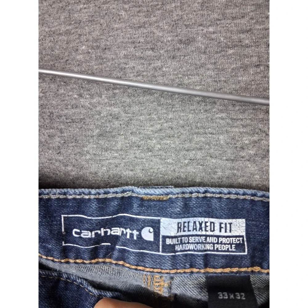 Carhartt Mens Jeans 33x32 Blue Denim‎ Double Front Relaxed Fit Utility Rugged